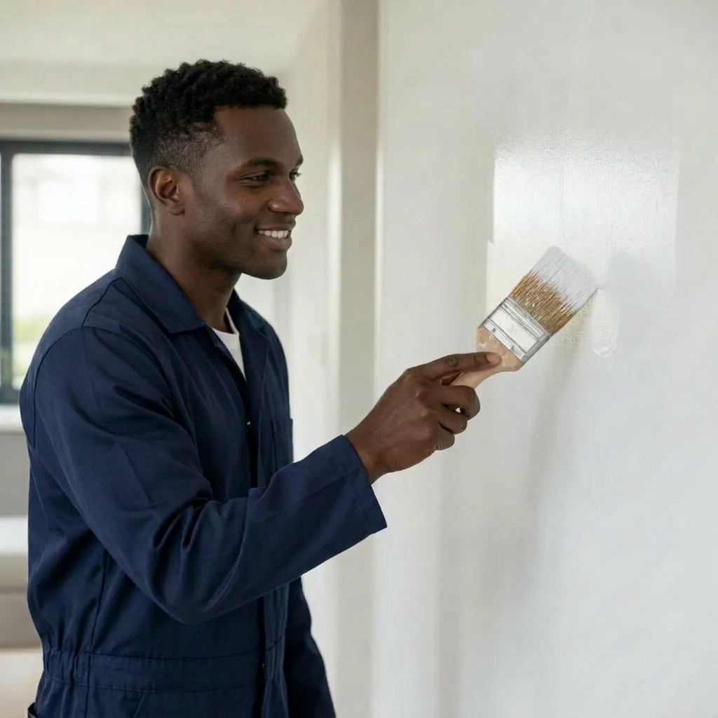 Painter applying detail work