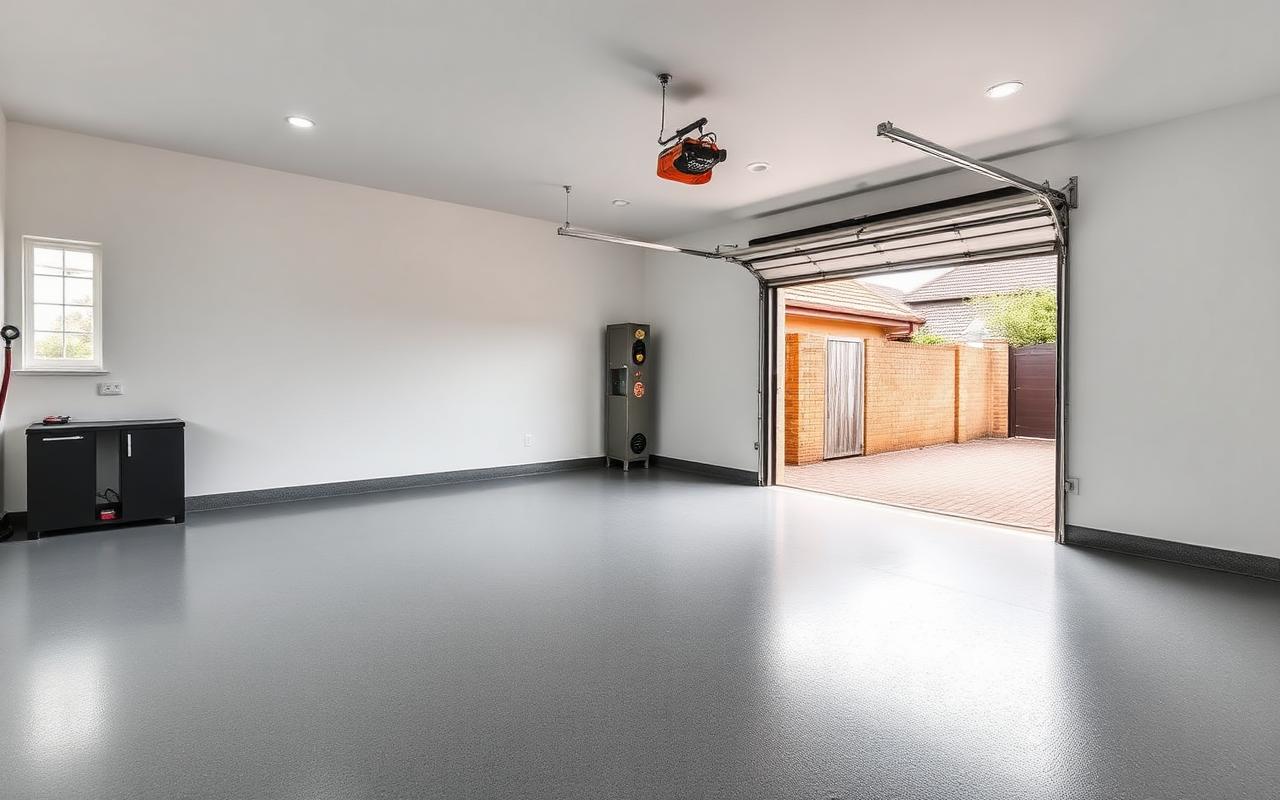 Bright, freshly painted Johannesburg garage interior